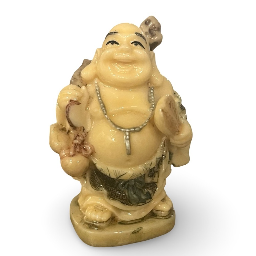 Laughing Buddha Figurine - Cream